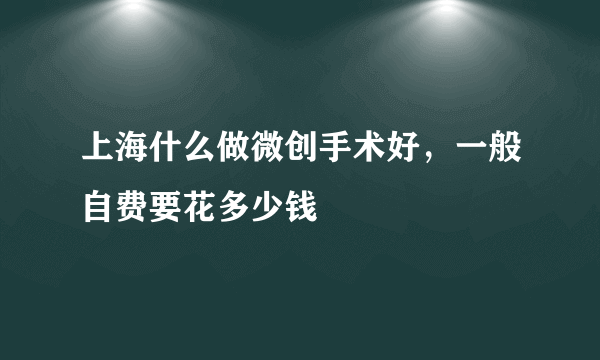 上海什么做微创手术好，一般自费要花多少钱