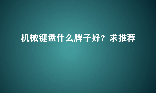 机械键盘什么牌子好？求推荐