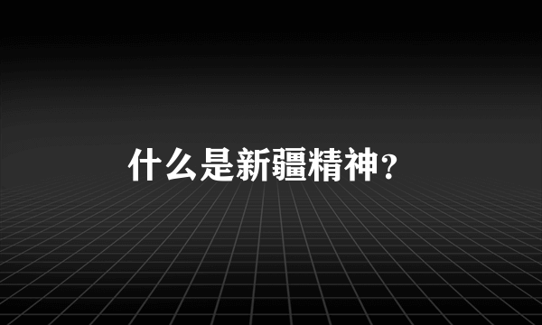 什么是新疆精神？