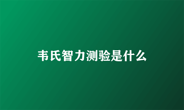 韦氏智力测验是什么