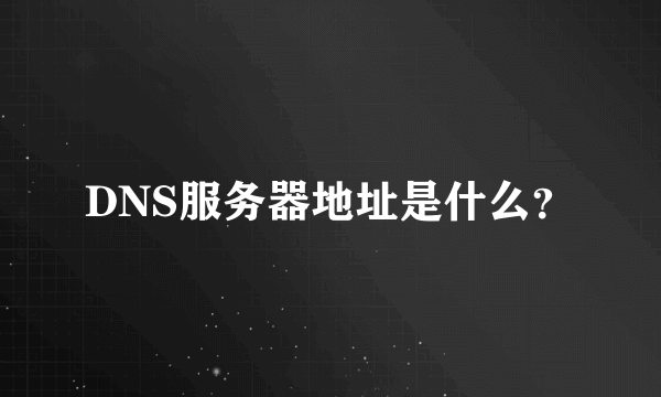 DNS服务器地址是什么？