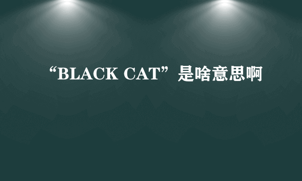 “BLACK CAT”是啥意思啊