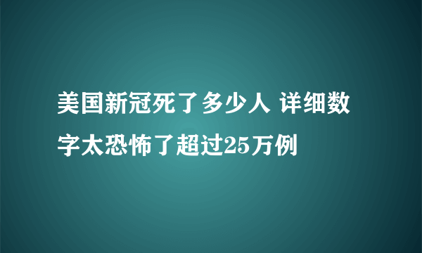 美国新冠死了多少人 详细数字太恐怖了超过25万例