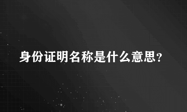 身份证明名称是什么意思？