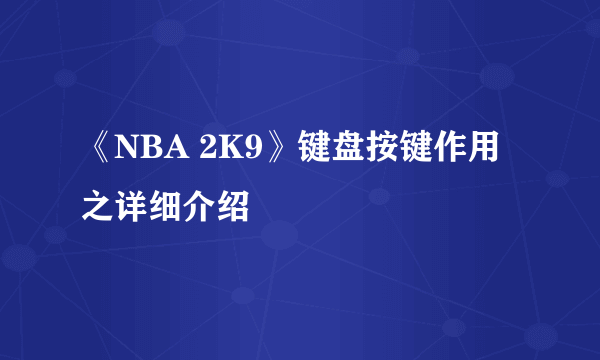 《NBA 2K9》键盘按键作用之详细介绍