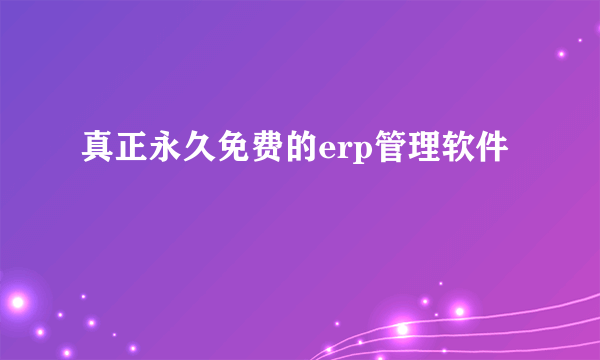 真正永久免费的erp管理软件