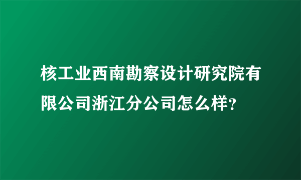 核工业西南勘察设计研究院有限公司浙江分公司怎么样？