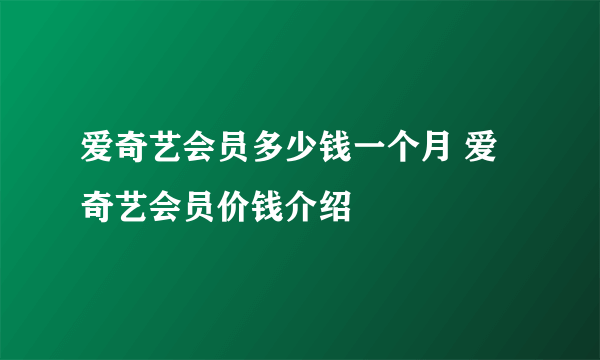 爱奇艺会员多少钱一个月 爱奇艺会员价钱介绍