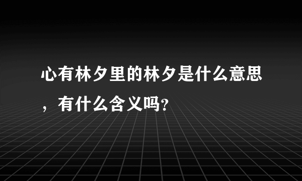 心有林夕里的林夕是什么意思，有什么含义吗？