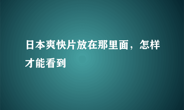 日本爽快片放在那里面，怎样才能看到