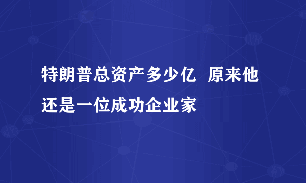 特朗普总资产多少亿  原来他还是一位成功企业家