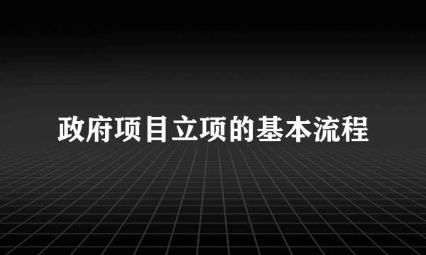 政府项目立项的基本流程