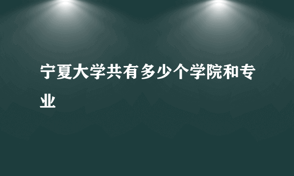 宁夏大学共有多少个学院和专业