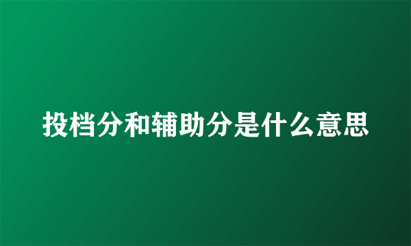 投档分和辅助分是什么意思