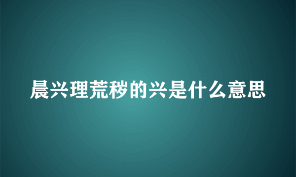 晨兴理荒秽的兴是什么意思