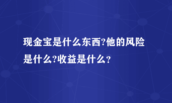 现金宝是什么东西?他的风险是什么?收益是什么？