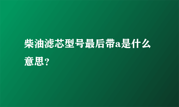 柴油滤芯型号最后带a是什么意思？