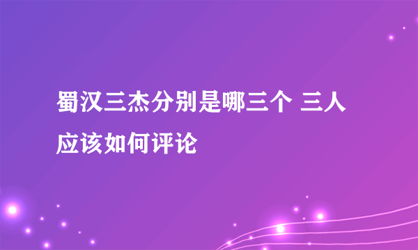 蜀汉三杰分别是哪三个 三人应该如何评论