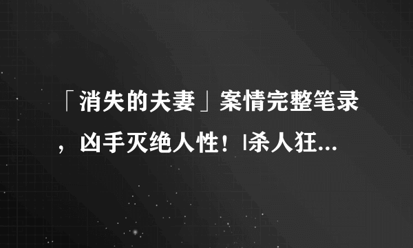 「消失的夫妻」案情完整笔录，凶手灭绝人性！|杀人狂魔004