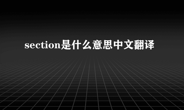 section是什么意思中文翻译