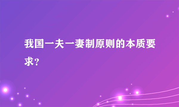 我国一夫一妻制原则的本质要求？