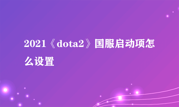 2021《dota2》国服启动项怎么设置