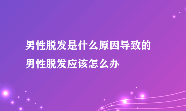 男性脱发是什么原因导致的  男性脱发应该怎么办