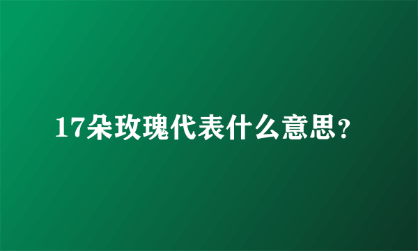 17朵玫瑰代表什么意思？