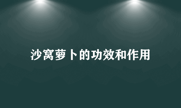 沙窝萝卜的功效和作用