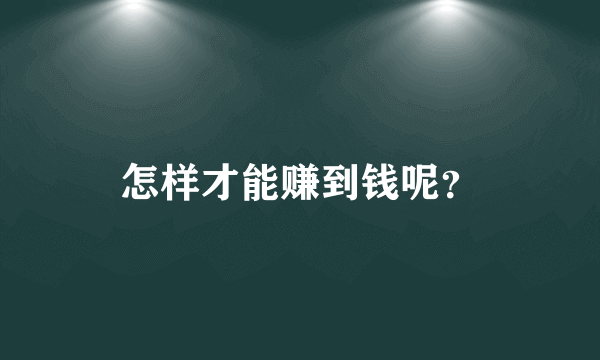 怎样才能赚到钱呢？