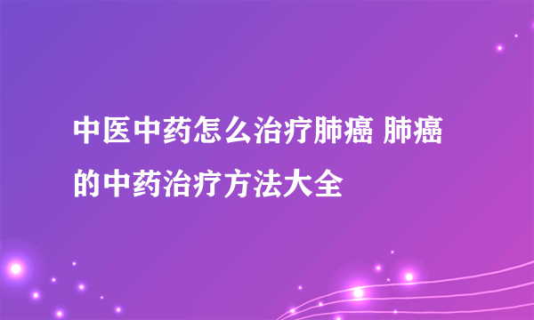 中医中药怎么治疗肺癌 肺癌的中药治疗方法大全