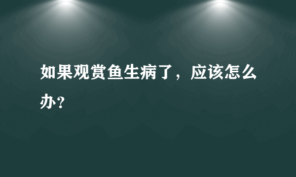 如果观赏鱼生病了，应该怎么办？