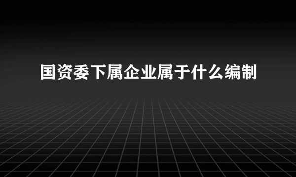 国资委下属企业属于什么编制