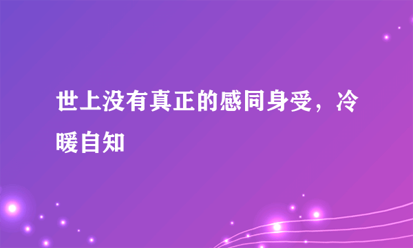 世上没有真正的感同身受，冷暖自知