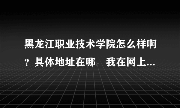 黑龙江职业技术学院怎么样啊？具体地址在哪。我在网上怎么找不到，这个学校有空乘和旅游的专业吗？