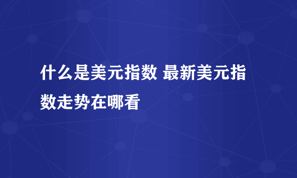 什么是美元指数 最新美元指数走势在哪看