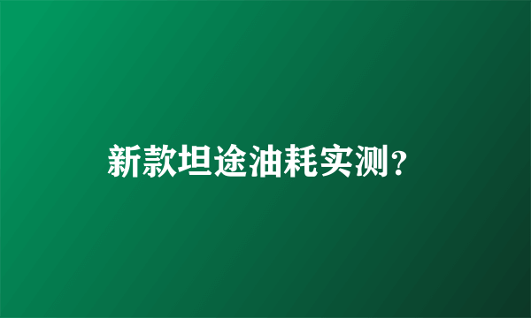 新款坦途油耗实测？