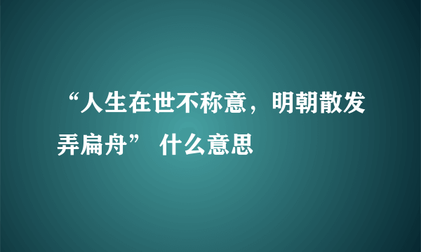 “人生在世不称意，明朝散发弄扁舟” 什么意思