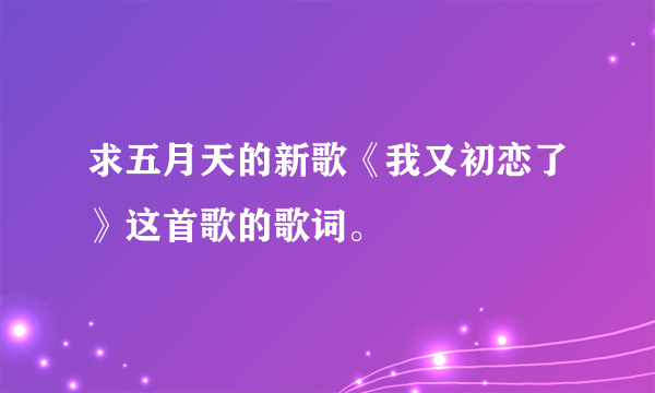 求五月天的新歌《我又初恋了》这首歌的歌词。