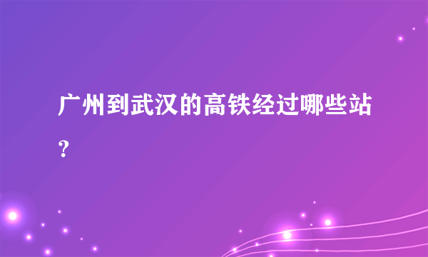 广州到武汉的高铁经过哪些站？