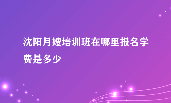 沈阳月嫂培训班在哪里报名学费是多少