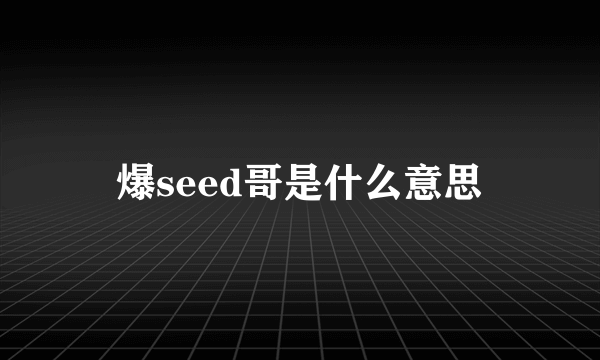 爆seed哥是什么意思