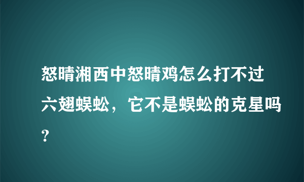 怒晴湘西中怒晴鸡怎么打不过六翅蜈蚣，它不是蜈蚣的克星吗？