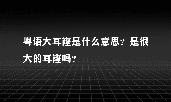 粤语大耳窿是什么意思？是很大的耳窿吗？