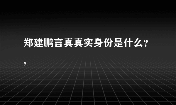 郑建鹏言真真实身份是什么？,