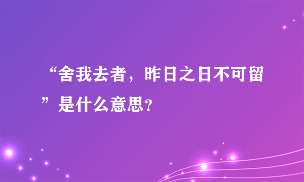 “舍我去者，昨日之日不可留”是什么意思？