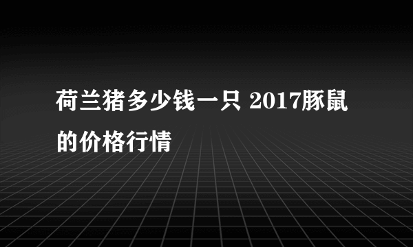 荷兰猪多少钱一只 2017豚鼠的价格行情