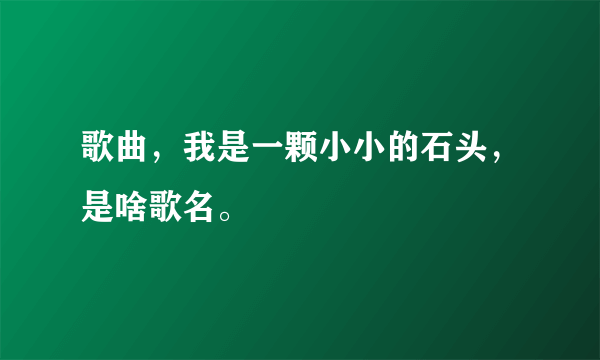 歌曲，我是一颗小小的石头，是啥歌名。