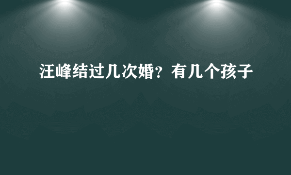 汪峰结过几次婚？有几个孩子