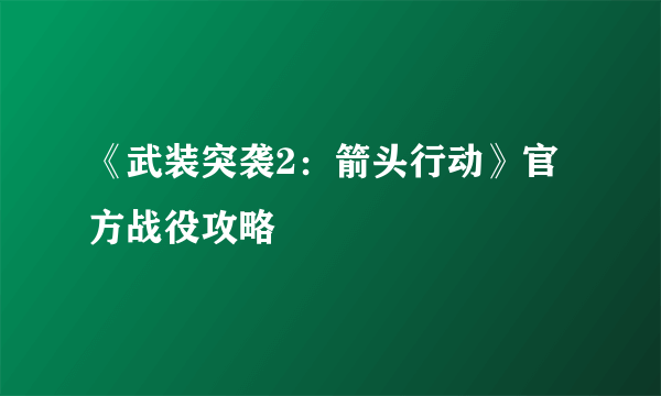 《武装突袭2：箭头行动》官方战役攻略